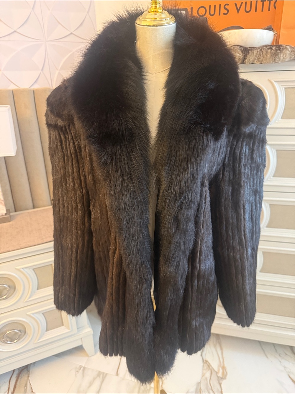 SAGA FOX AND MINK COAT large